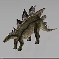 Stegosaurus Dinosaur With Green Body And Red Back Plates In 3D Model