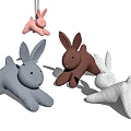 Modern Doll Rabbit Doll Ornaments Combination 3d model