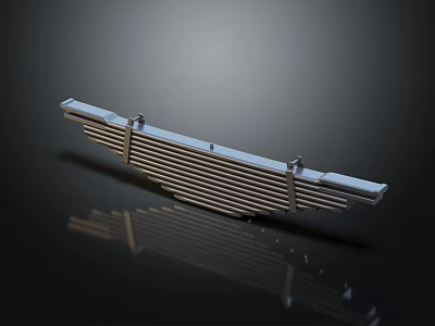 Automotive Grille Component With Parallel Metallic Stripes And Reflective Silver Finish On Dark Background 3d model