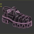 Prada Black Chunky Platform Sandals Featuring Braided Upper And Buckle Strap 3d model