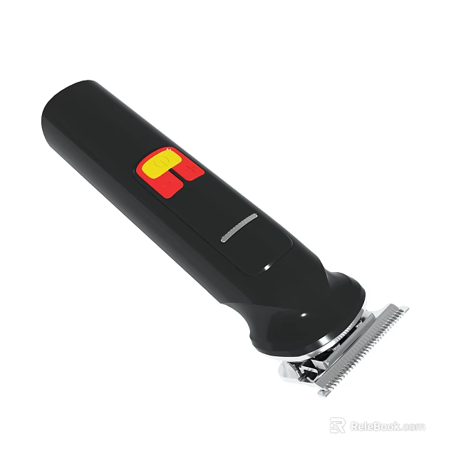 Black Professional Electric Hair Clipper With Yellow And Red Logo Design 3d model 