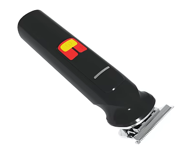 Black Professional Electric Hair Clipper With Yellow And Red Logo Design 3d model