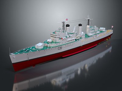 modern warship ship 3d model