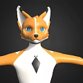 Game Movie Character Cartoon Fox With Orange White Fur Blue Eyes Black Diamond Ornament
