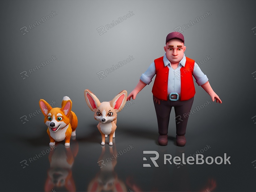 Modern game character fox pet dachshund model