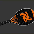 Black And Orange Design Padel Racket With Carbon Fiber Face Logo Black Handle White Text