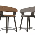 Modern Upholstered Dining Chairs with Brown and Gray Seats and Dark Wooden Legs