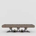 Modern Gray Upholstered Fabric Bench With Tufted Seat And Metal Gold Accent Legs