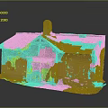 Small House Model With Worn Out Appearance Red Walls Rusted Roof Weeds And Chimney