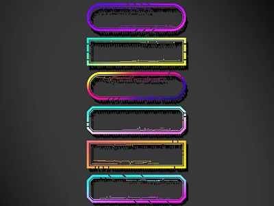 Colorful Decorative Lines Forming Frames Against Black Background Vertically Arranged With Multiple Hues 3d model