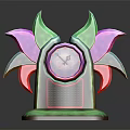Artistic Tabletop Clock With Colorful Green Purple Red Leaves And Decorative Base