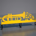 Yellow Outdoor Chair With Trumpet And Musical Notes Design Black Legs For Garden Or Patio