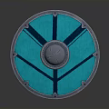 Medieval Shield With Blue Panel Silver Frame Black Lines And Central Metal Orb 3d model
