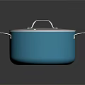 Blue Cooking Pot With Stainless Steel Handles And Smooth Interior Surface