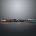 Detailed Train Model With Multiple Blue Yellow Gray Carriages And Shiny Surface Design