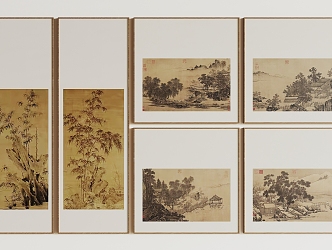 New Chinese Hanging Paintings 3d model