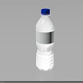 Clear Plastic Bottled Water with Blue Cap and White Label on Black Background