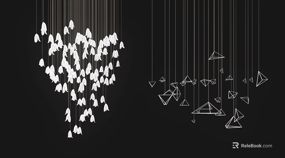 Modern Chandelier Designs With Petal And Geometric Hanging Decor Elements 3d model