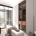 Modern Walk in Closet Interior Design With Glass Door Cabinets Hanging Clothes And Drawers