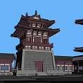 Traditional Chinese Ancient Architecture Featuring Multi story Tower Overhanging Eaves And Tile Roof