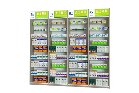 Shelf Pharmacy Shelf Pharmacy Counter Drug Counter Drug Prescription Cabinet Shade Cabinet Drug Classification Drug Display Rack 3d model