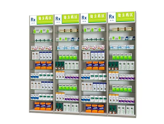 Shelf Pharmacy Shelf Pharmacy Counter Drug Counter Drug Prescription Cabinet Shade Cabinet Drug Classification Drug Display Rack 3d model