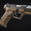 Tan And Black Tactical Pistol With Textured Grip And Semi Automatic Design