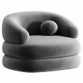 Cozy White Plush Lounge Chair with Rounded Arms and Round Cushion