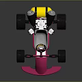 Pink Go-Kart with Large Black Wheels Gray Seat Yellow Accents and Fun Cartoon Design