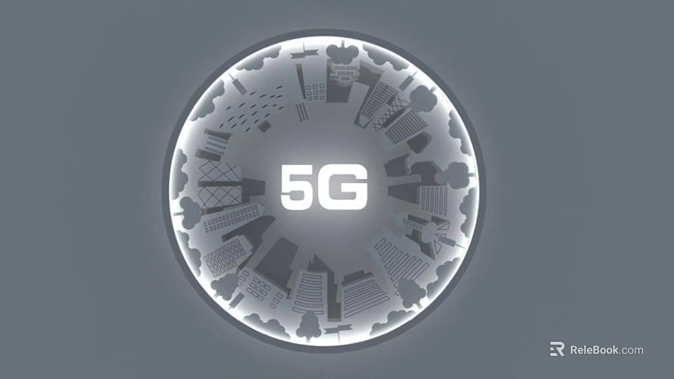 Creative Wall Decor With 5G Symbol And Urban Architecture Icons Design 3d model 
