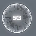 Creative Wall Decor With 5G Symbol And Urban Architecture Icons Design