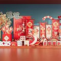 Vibrant 2025 Chinese New Year Art Installation With Red Lanterns Dragon Decor And Fu Characters