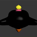 Cute 3D Penguin Character With Black Head White Body Orange Feet And Yellow Star