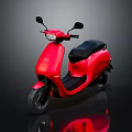 Red Modern Scooter With Black Seat And Side Mirrors On Reflective Surface 3d model