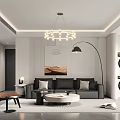 Modern Minimalist Open Plan Living And Dining Area With Cozy Stylish Home Furnishings
