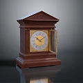 Classic Wooden Mantel Clock With Roman Numeral Face And Glass Door Design
