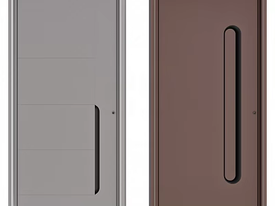 Modern Front Door Design Featuring Gray And Brown Colors With Long Vertical Handle 3d model