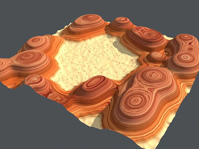 Orange And Yellow Swirled Rock Formation With Light Textured Central Area 3d model