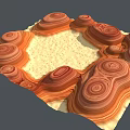 Orange And Yellow Swirled Rock Formation With Light Textured Central Area 3d model