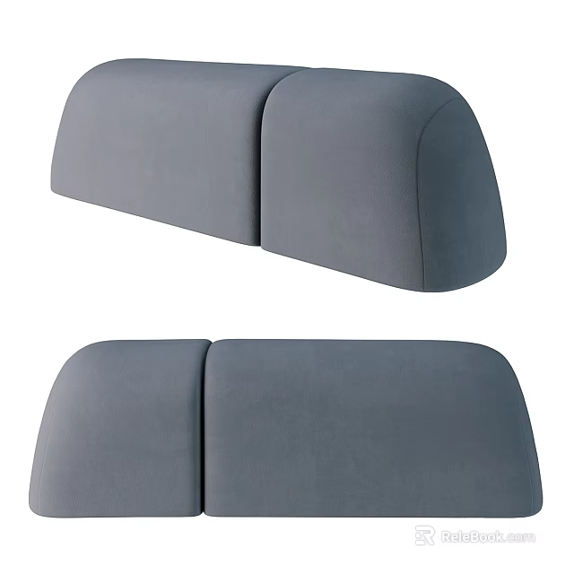 Modern Gray Upholstered Sofa Bench With Comfortable Double Seat Design 3d model 