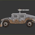 Rugged Armored Utility Vehicle With Spiked Tires Front Guard And Roof Mounted Equipment
