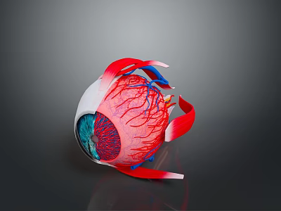 Medical Eyeball Anatomical Model With Detailed Vascular And Internal Structure 3d model