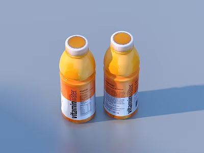 Two Bottles of Orange Marmite Drink with Labels on Gray Surface 3d model