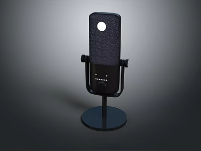 Sleek Black Modern Microphone With Stand Circular Base And Round Top Design 3d model