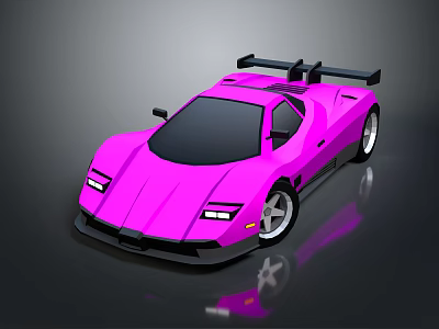Pink Sports Car With Black Rear Spoiler Black Windows Black Wheels And Sleek Design 3d model
