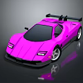 Pink Sports Car With Black Rear Spoiler Black Windows Black Wheels And Sleek Design