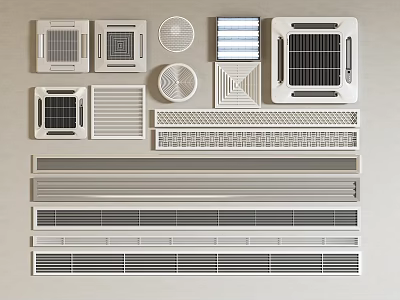 Different Types of Air Conditioner Vents with Various Shapes and Grille Designs 3d model