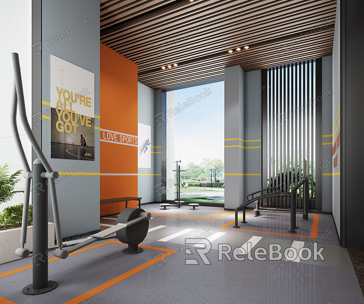 Public fitness area Modern gym model