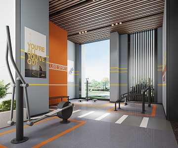 Public fitness area Modern gym 3d model