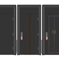Modern Security Doors Featuring Different Decorative Patterns And Metal Handles 3d model